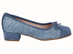 Bailarina Tacón Bajo Azul