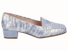 Zapato Tacón Bajo Piel Azul