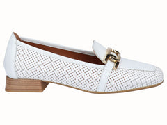 Zapato Mocasín Tacón Bajo Piel Blanco