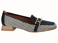 Zapato Mocasín Tacón Bajo Trenzado Negro