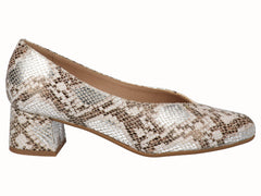 Zapato Salón Tacón Bajo Serpiente Planta Extraible