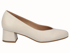 Zapato Salón Tacón Bajo Piel Beig Planta Extraible