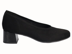 Zapato Tacón Licra Ante Negro Plantilla Extraíble