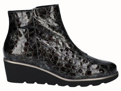 Botines Cuña Piel Plomo Planta Extraíble