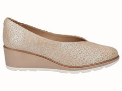 Zapato Salón Cuña Piel Beig Planta Extraible