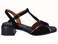 Sandalias Tacón Bajo Ante Negro