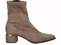 Botines Tacón Dorado Licra Ante Taupe