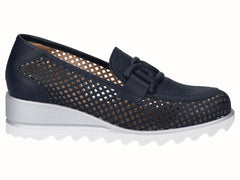 Zapato Mocasín Cuña Piel Marino