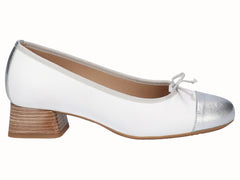 Bailarina Tacón Piel Blanco Plata Planta Extraible