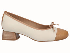 Bailarina Tacón Piel Beig Camel Planta Extraible