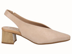 Zapato Salón Tacón Destalonado Piel Beig