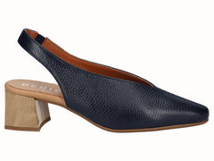 Zapato Salón Tacón Destalonado Piel Marino