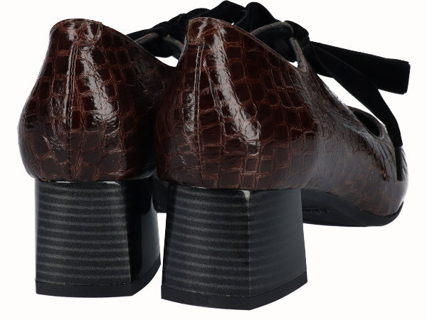 Zapato Tacón Marrón Cordón Terciopelo