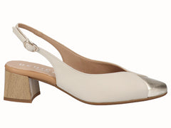Zapato Salón Tacón Medio Piel Beig
