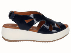 Sandalias Plataforma Piel Charol Marino