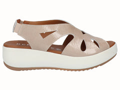 Sandalias Plataforma Piel Charol Taupe