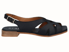 Sandalia Plana Piel Negro