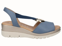 Sandalias Cuña Piel Azul