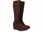 Bota Alta Cuña Licra Moka