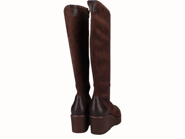 Bota Alta Cuña Licra Moka