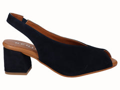 Zapatos Peep Toes Destalonados Ante Navy
