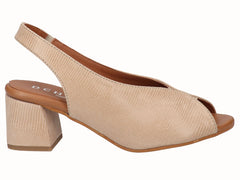 Zapatos Peep Toes Destalonados Piel Beig