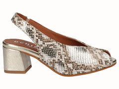 Zapato Tacón Peep Toes Destalonadas Ante Crema
