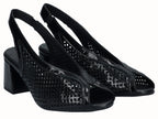 Zapato Peep Toes Tacón Piel Charol Negro