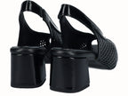 Zapato Peep Toes Tacón Piel Charol Negro